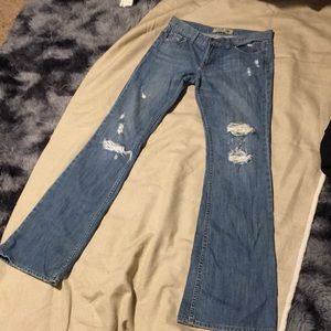 Victoria’s Secret pink jeans-8 long-distressed legs, pockets, bottoms